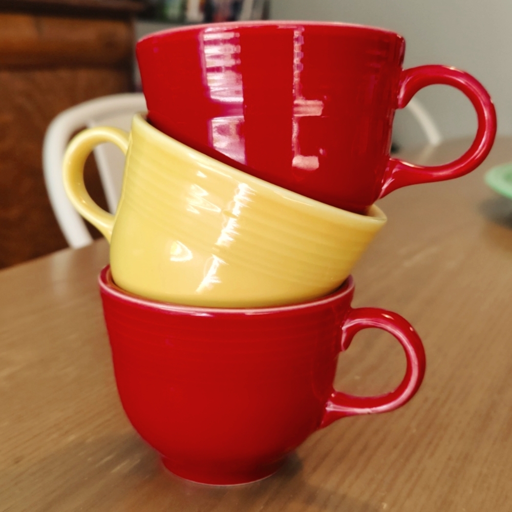 Update!  Only 2 red & 1 yellow remaining.  Fiestaware Teacups